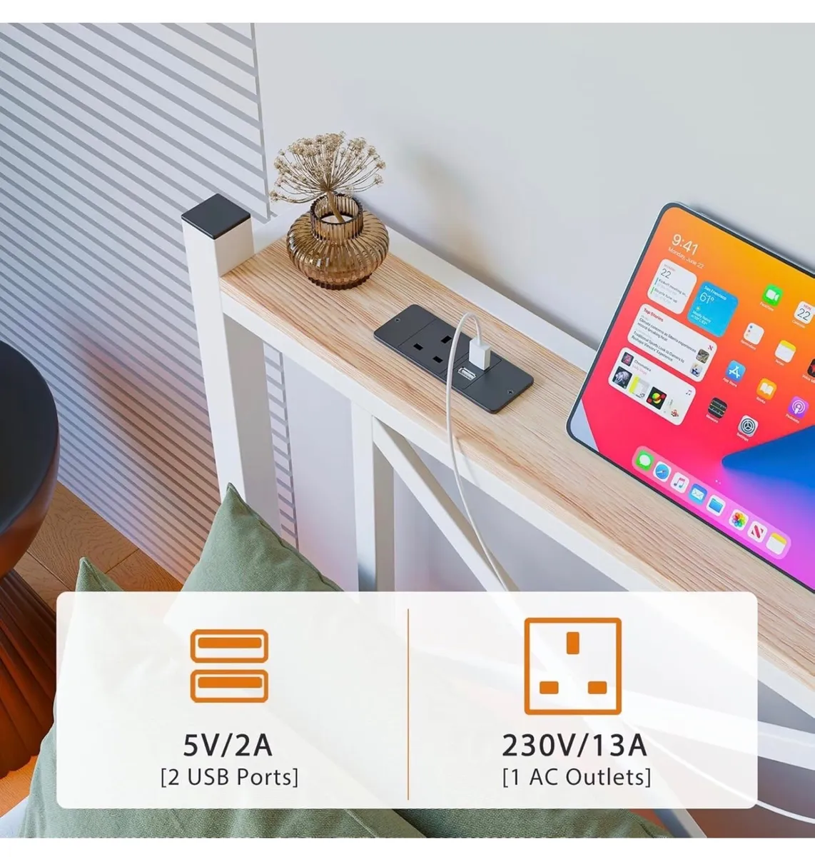 King Size Floating Bed Frame with LED Lights&Charg - Image 2