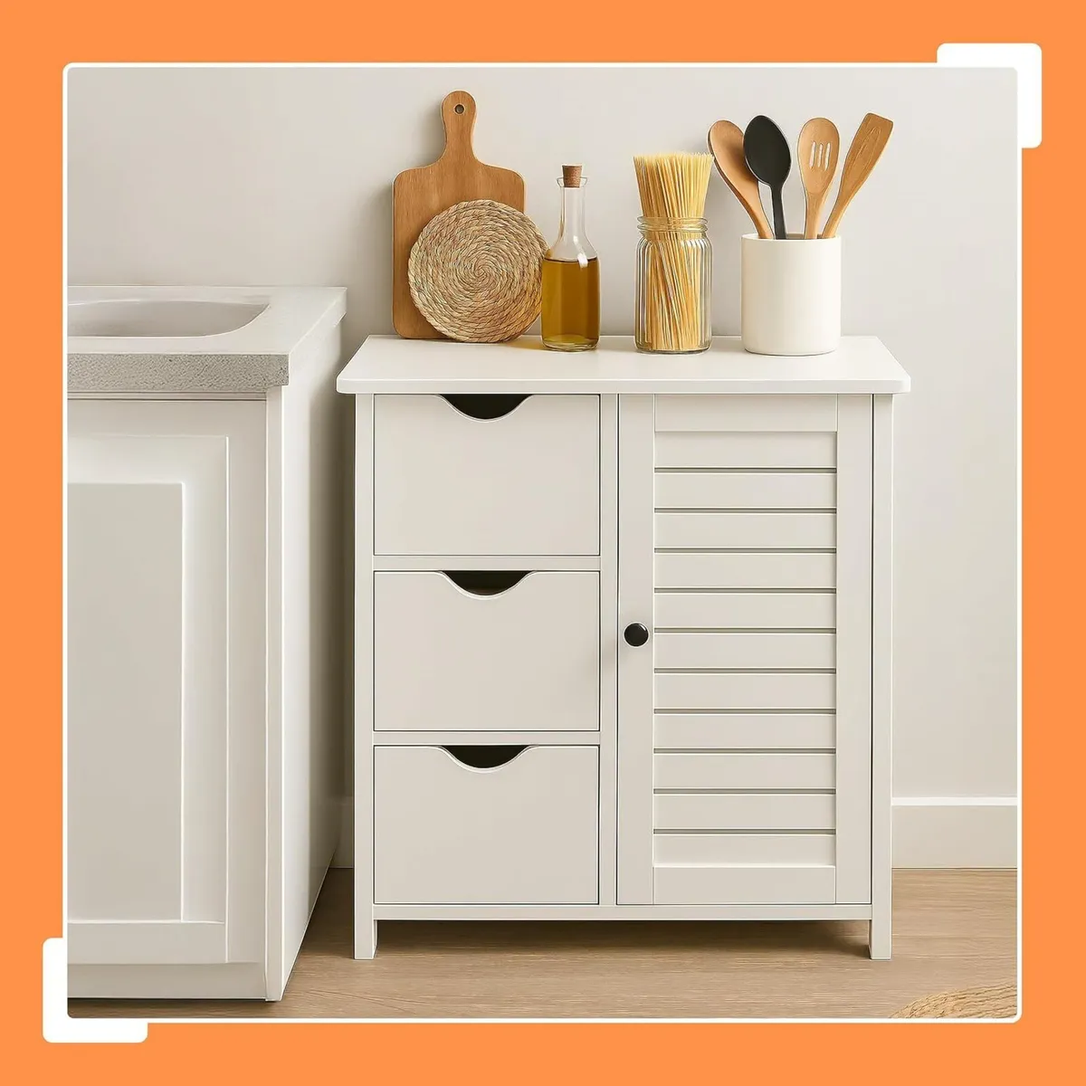 bathroom cabinet HxWxD: 80 x 60 30 cm 3 drawers - Image 2