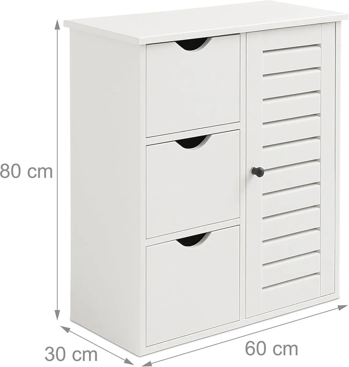 bathroom cabinet HxWxD: 80 x 60 30 cm 3 drawers - Image 3