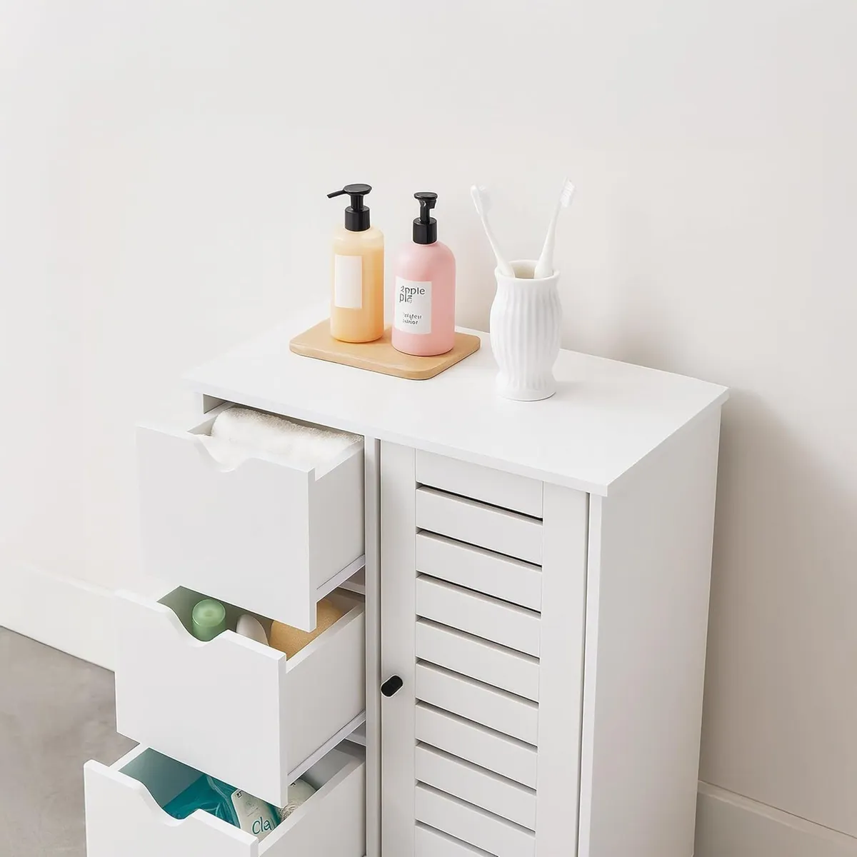 bathroom cabinet HxWxD: 80 x 60 30 cm 3 drawers - Image 4