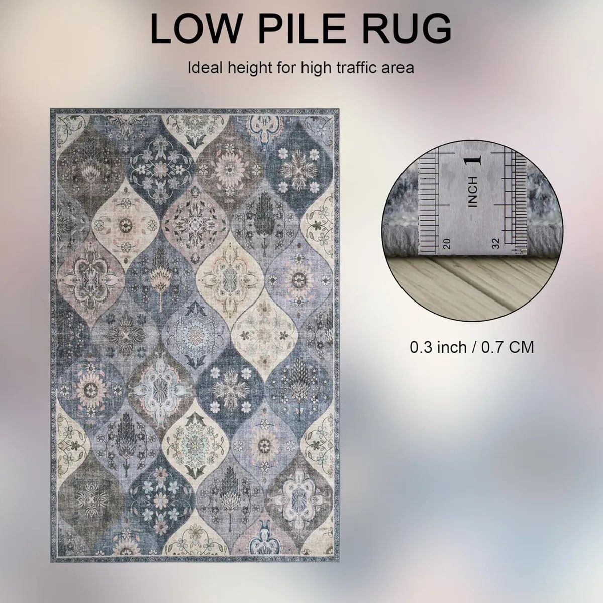 Moroccan Washable Trellis Area Rug 120x170cm - Image 2