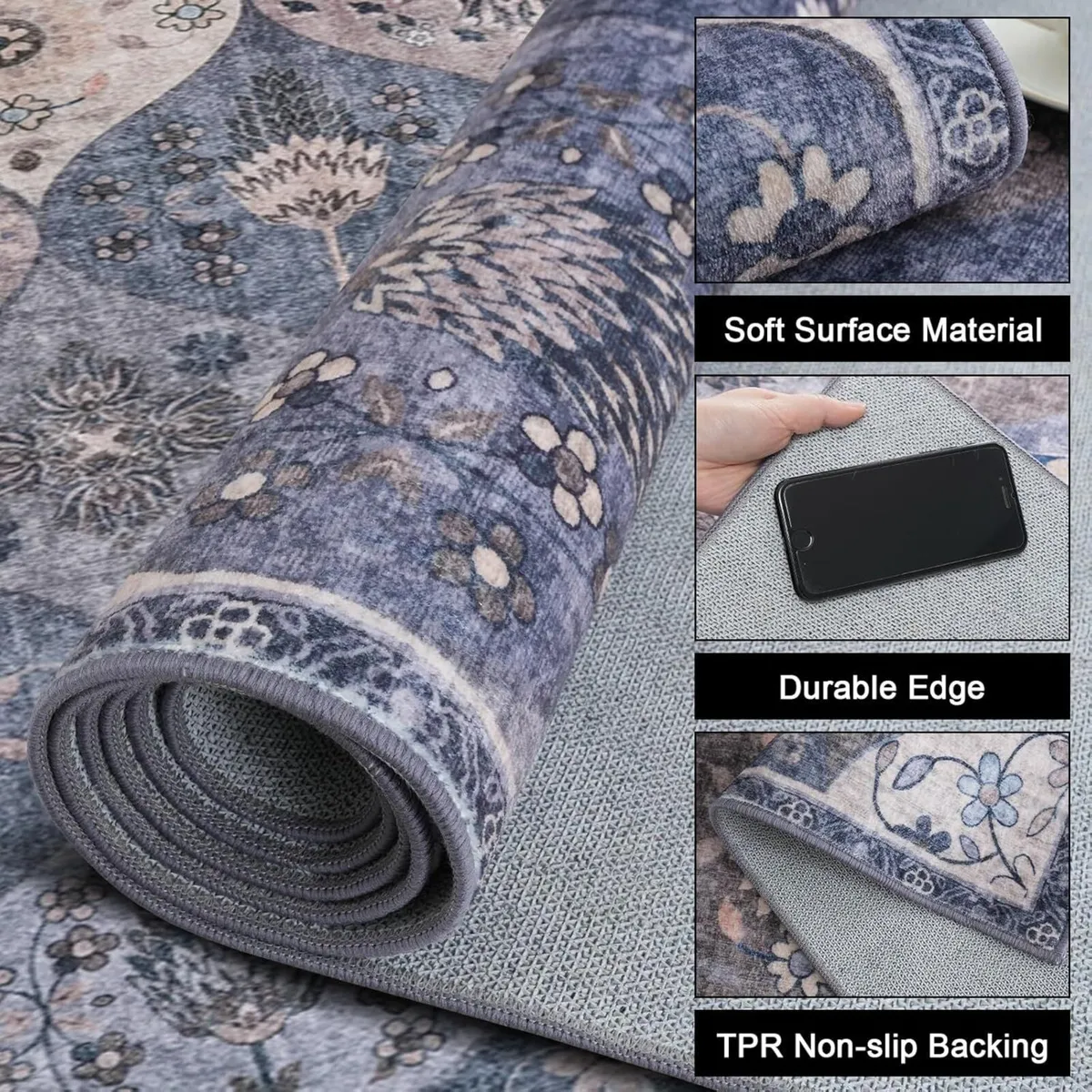 Moroccan Washable Trellis Area Rug 120x170cm - Image 3