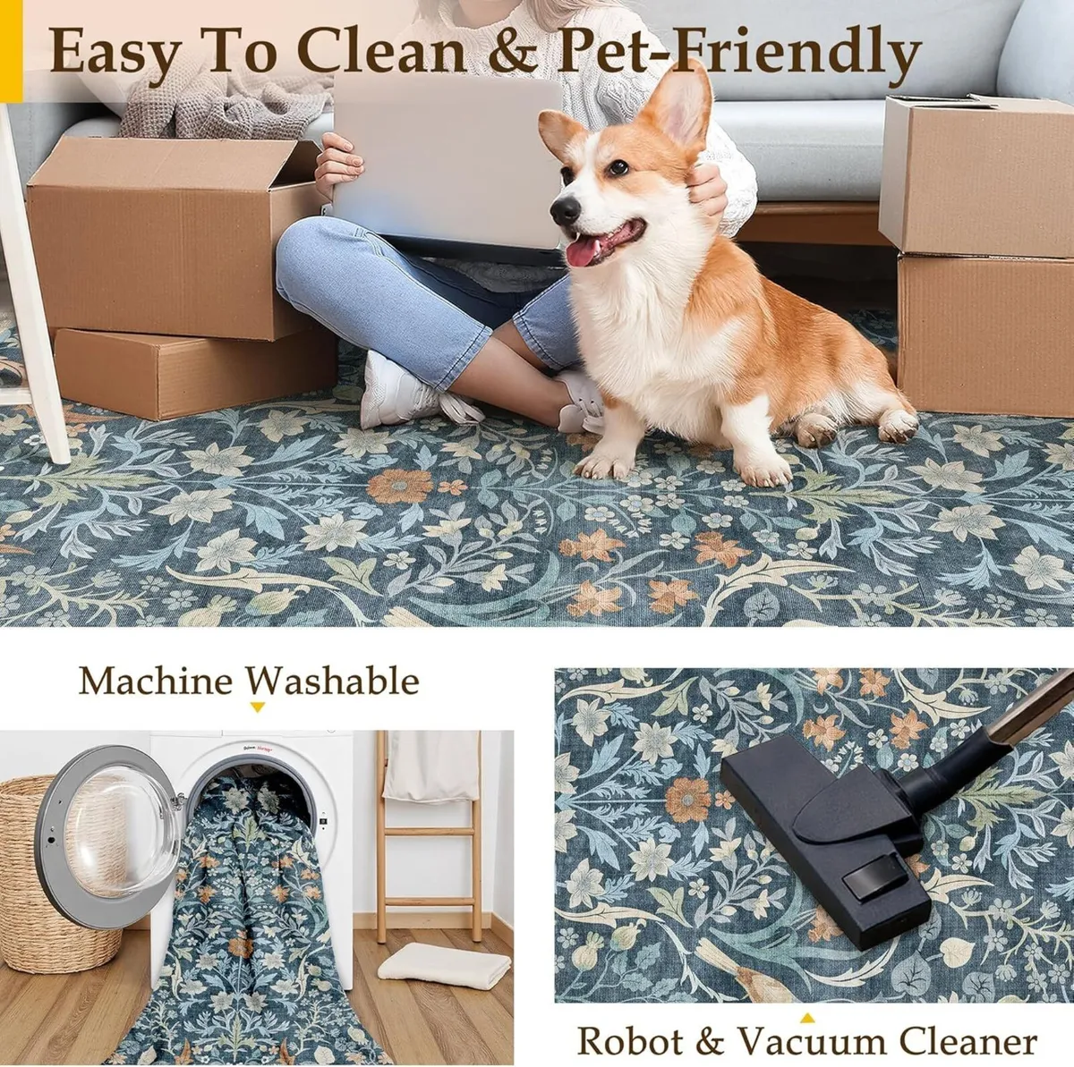 Washable Rug for Living Room 160x230cm Non Slip - Image 3