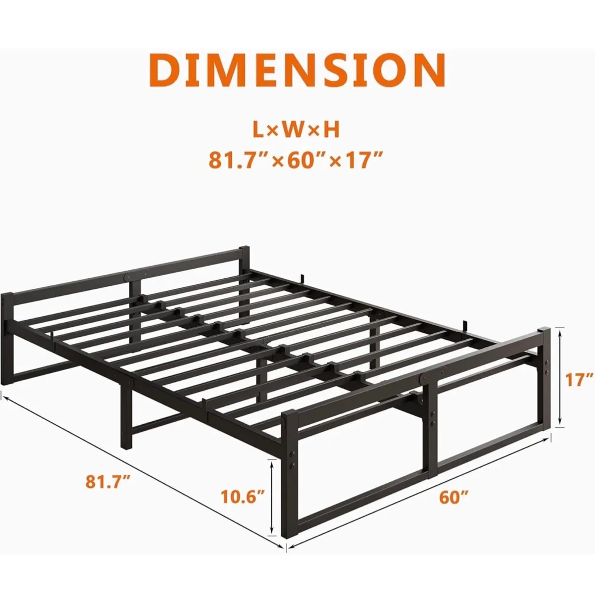 King Size Metal Bed Frame Platform - Image 2
