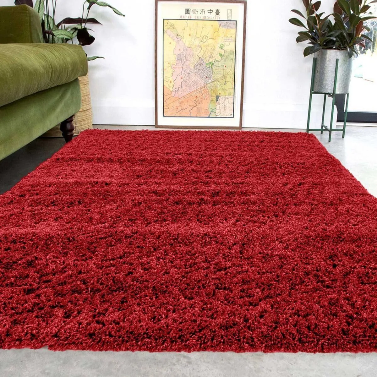 Super Soft Shaggy Red Living Room Area Rugs