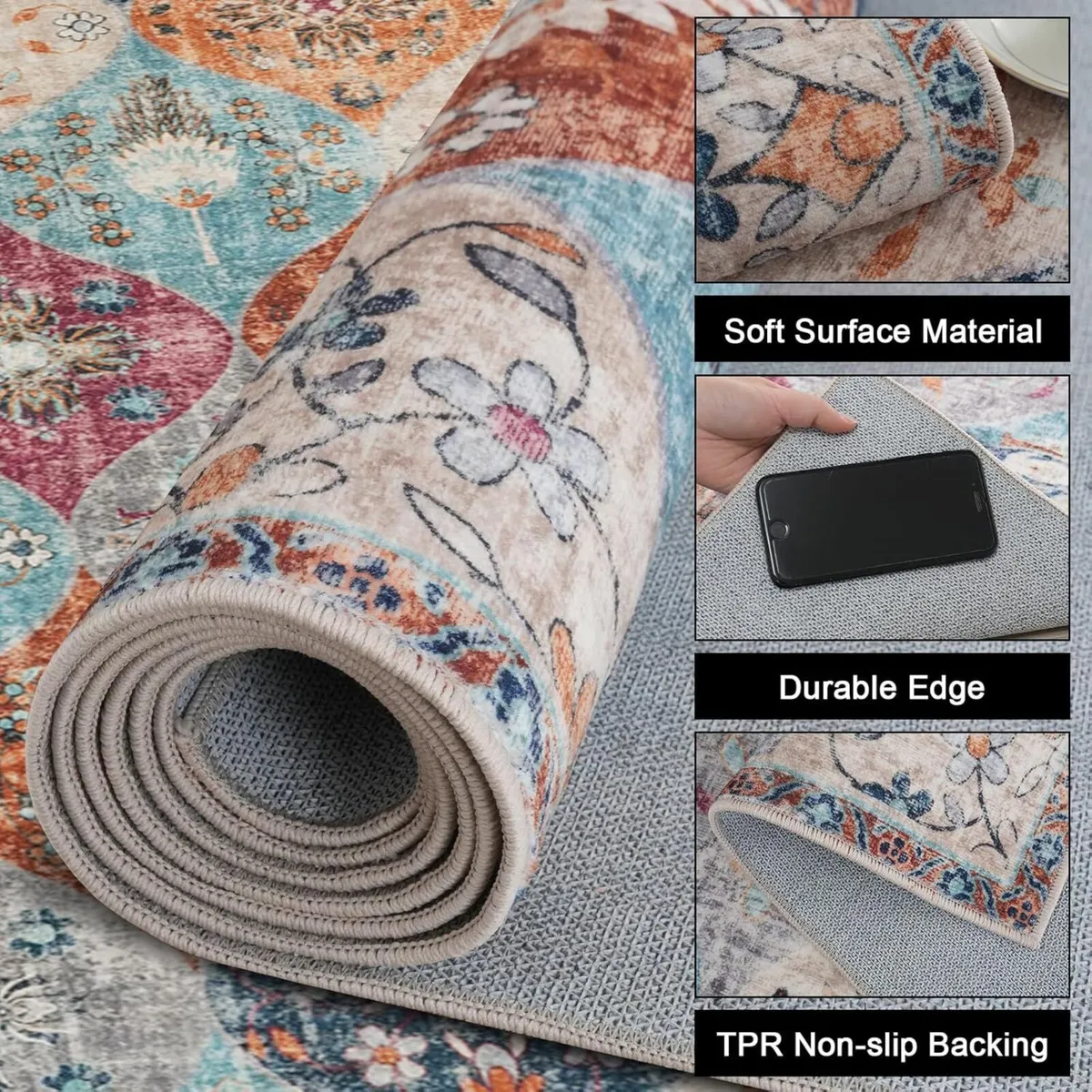 Moroccan Washable Area Rug 120x170cm Trellis - Image 3