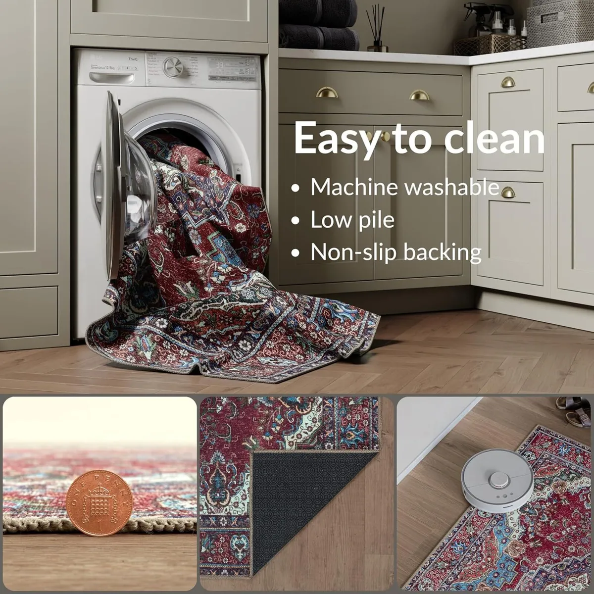 Machine Washable Rug 122x170cm 75% Recycled - Image 3