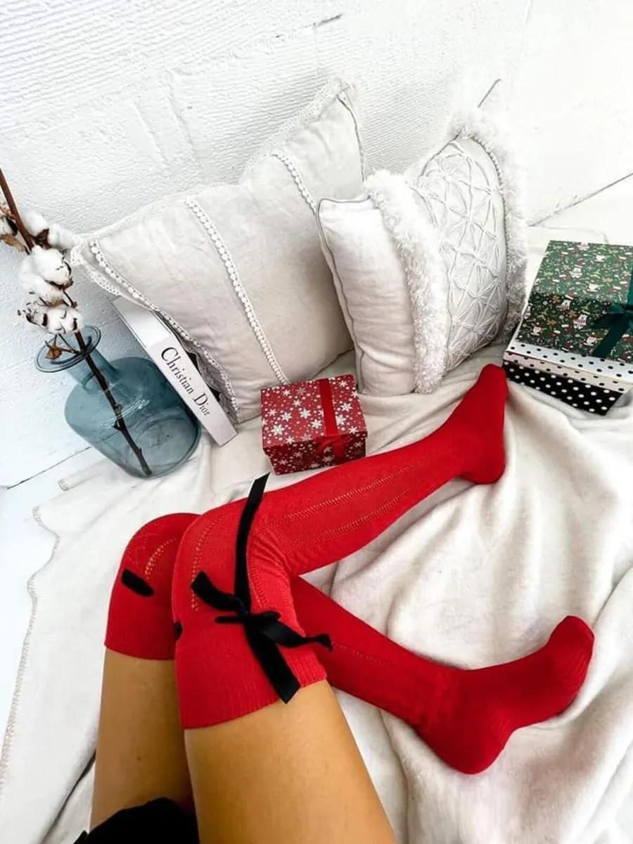 CHRISTMAS white Knee Highs socks - Image 3