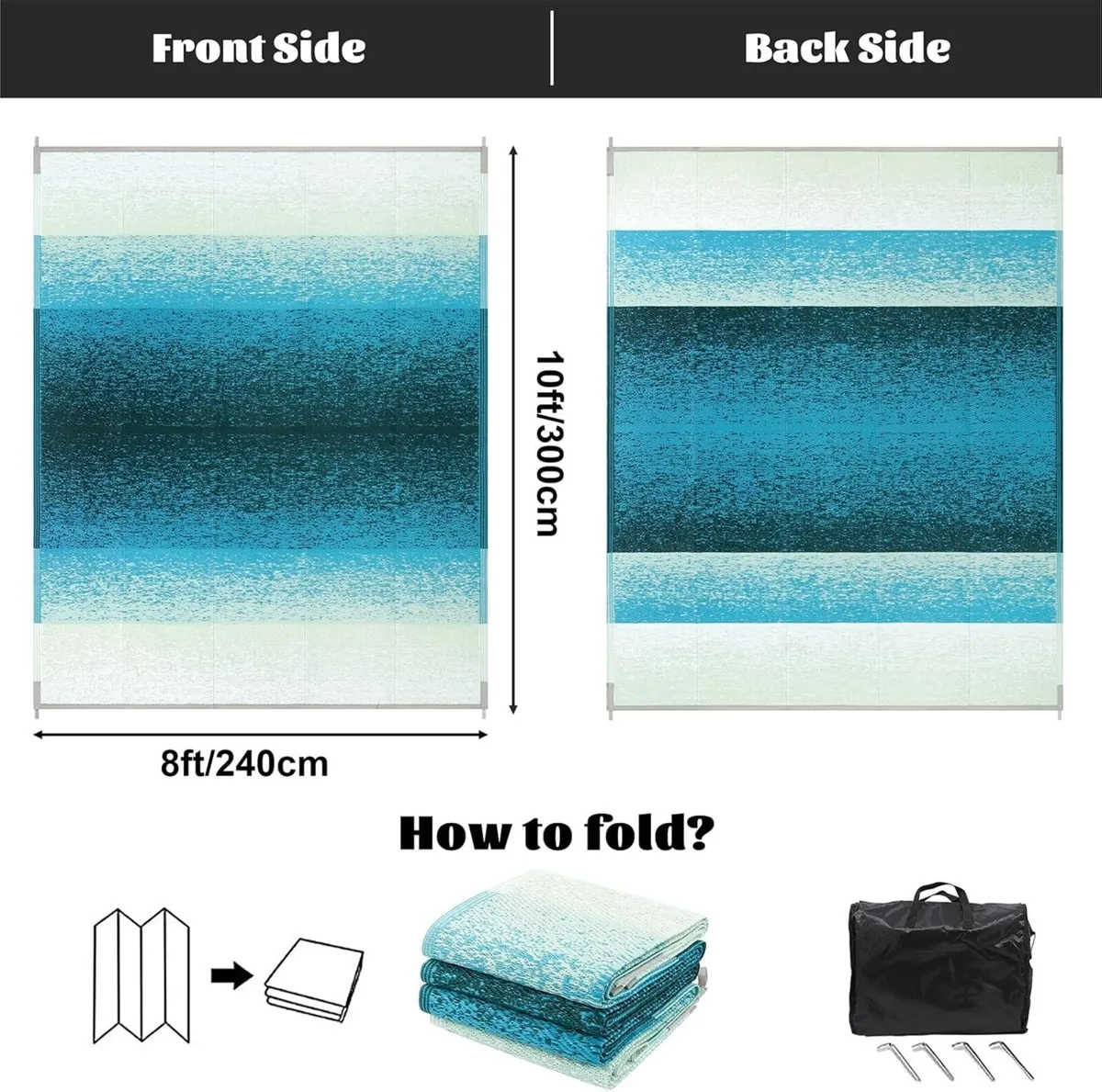 Outdoor Rug Waterproof 240 x 300 cm Reversible - Image 2