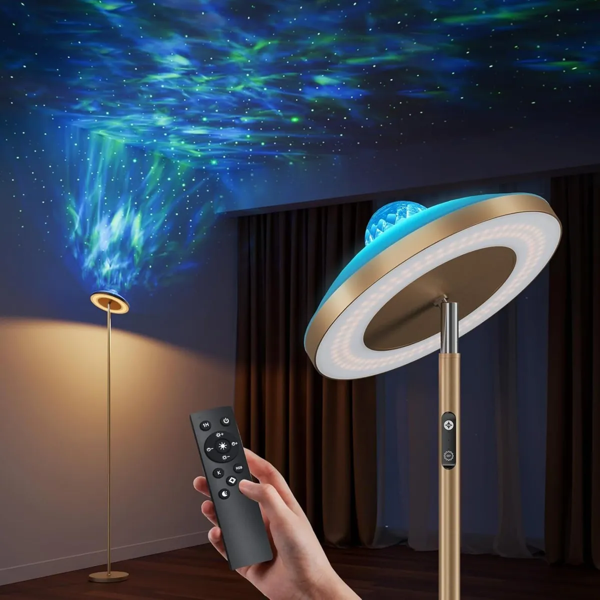 Uplighter Floor Lamp with Aurora Projector - Image 1