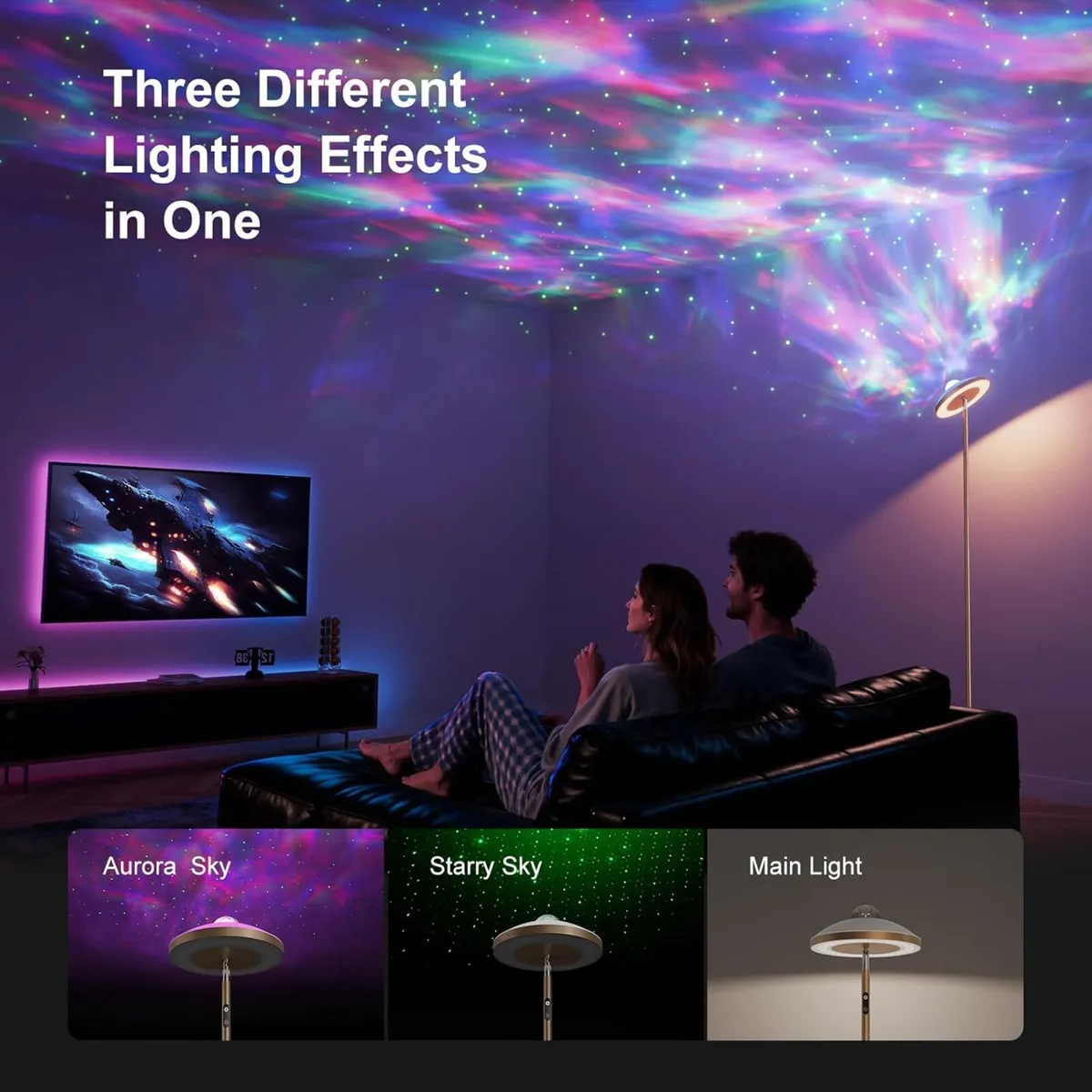 Uplighter Floor Lamp with Aurora Projector - Image 2