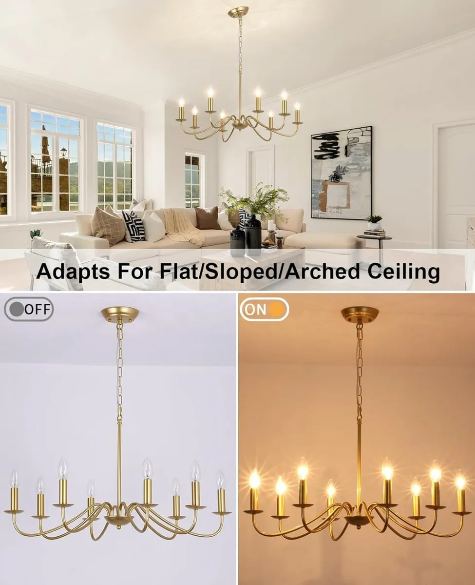 8-Lights Modern Gold Chandelier Ceiling Lights - Image 2
