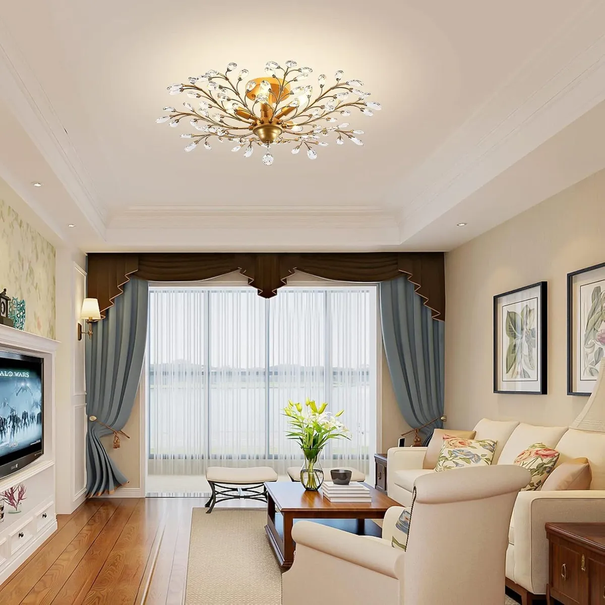 Vintage K9 Clear Crystal Chandeliers Ceiling - Image 4