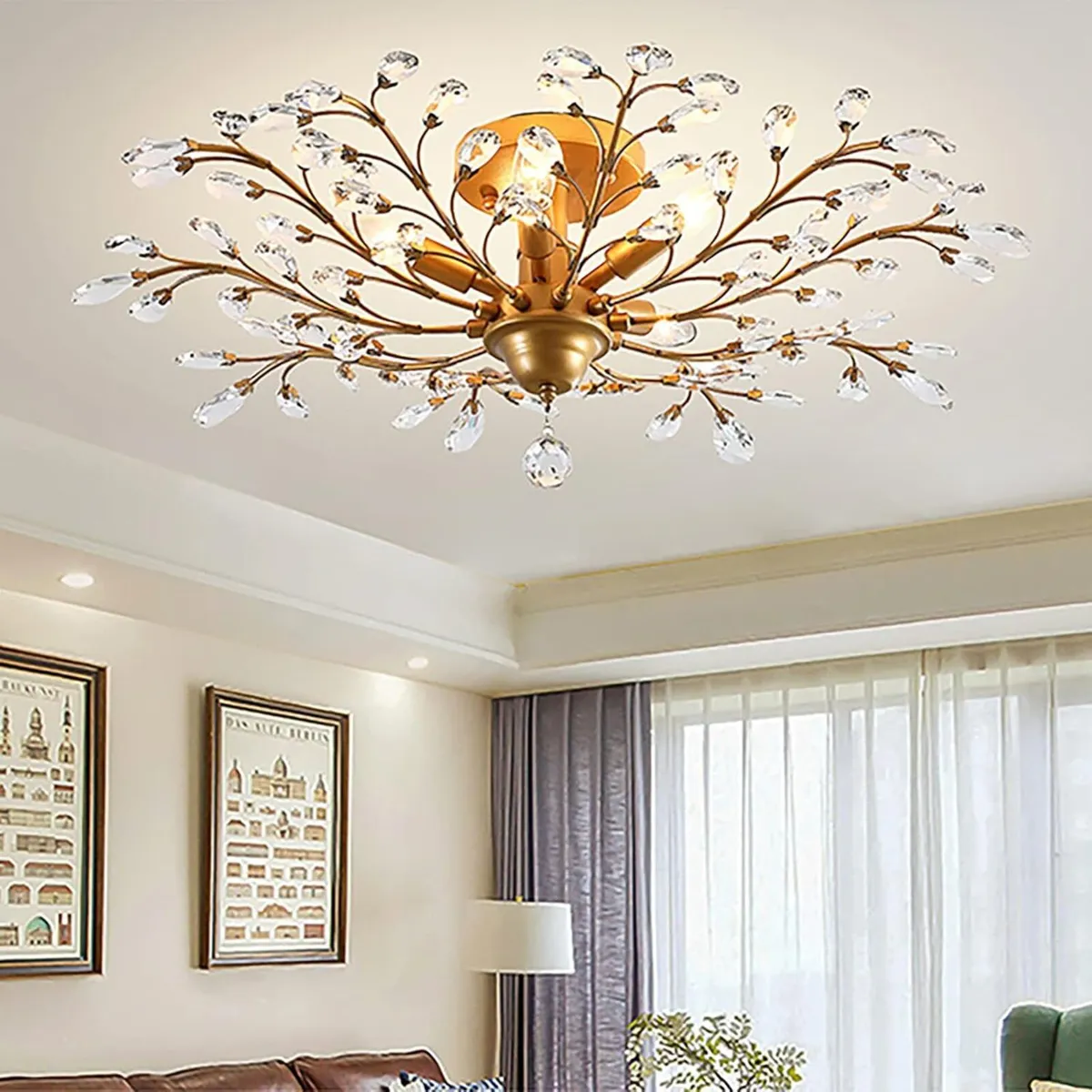 Vintage K9 Clear Crystal Chandeliers Ceiling - Image 1