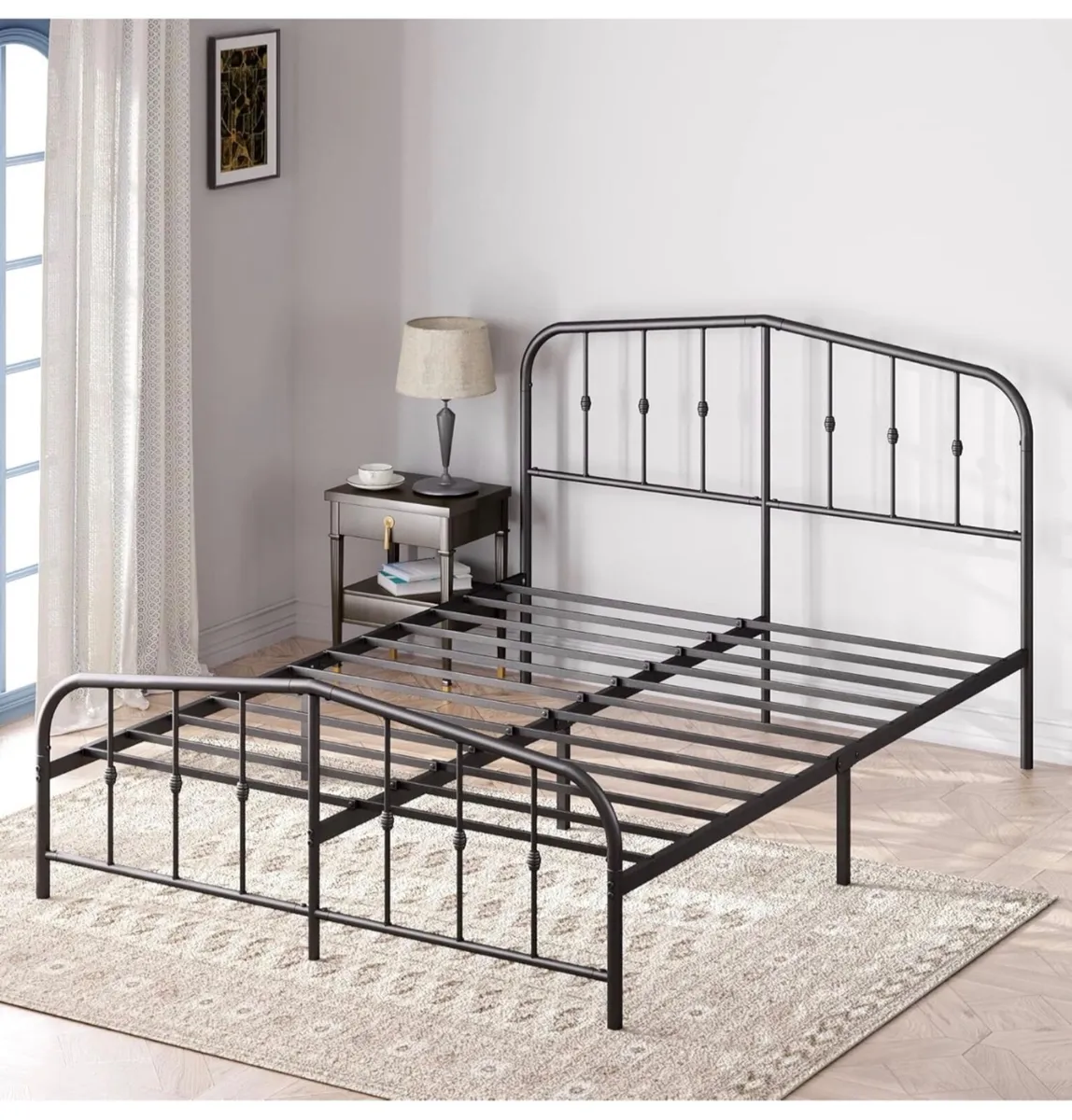 King Bed Frame with Spindle Headboard - Image 2