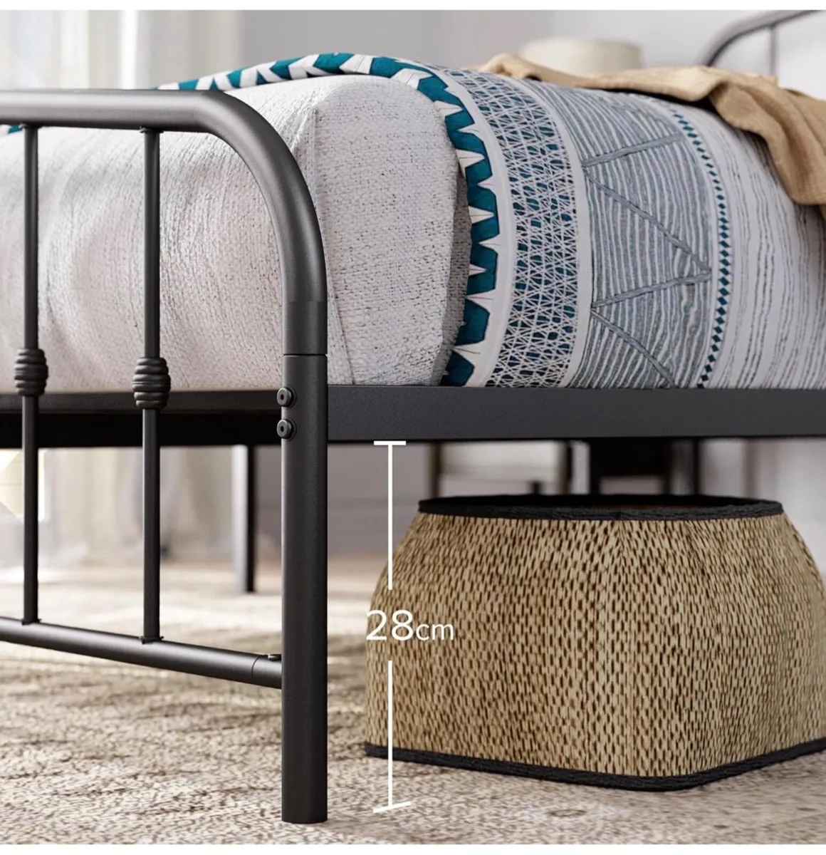 King Bed Frame with Spindle Headboard - Image 2