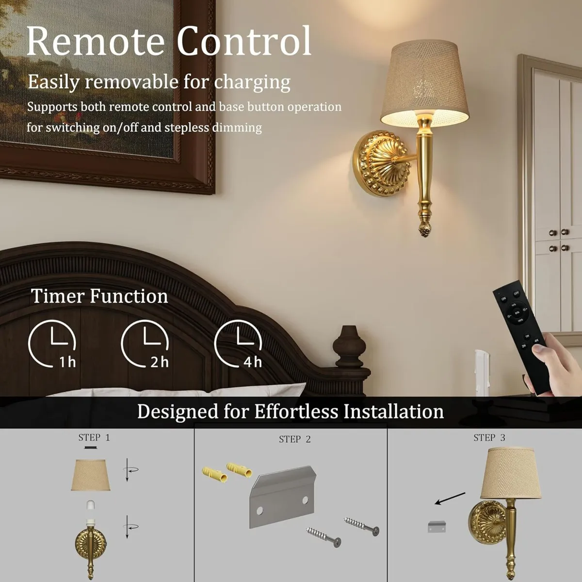Rechargeable Wall Lights No Wire Set of 2 5200mAh - Image 3