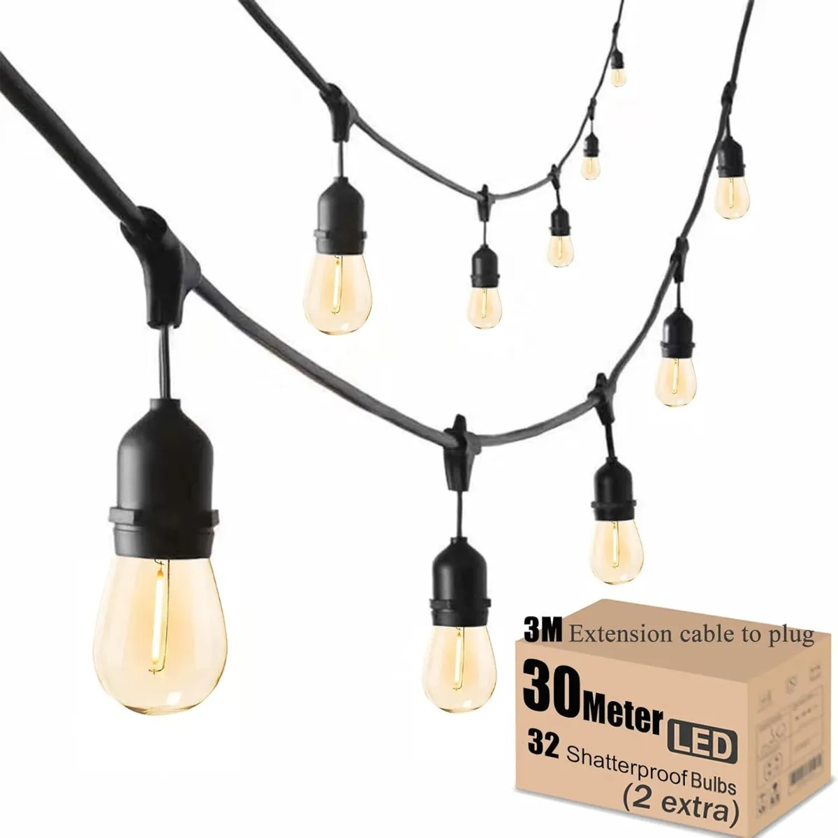 Outdoor String Lights LED Mains 30 Meters Festoon - Image 1