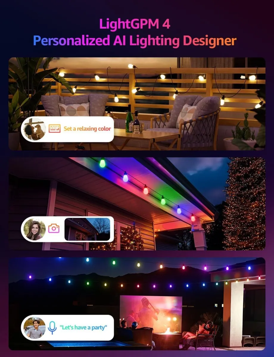 ZB1 AI Festoon Lights Outdoor 30m RGB+IC Warm - Image 2