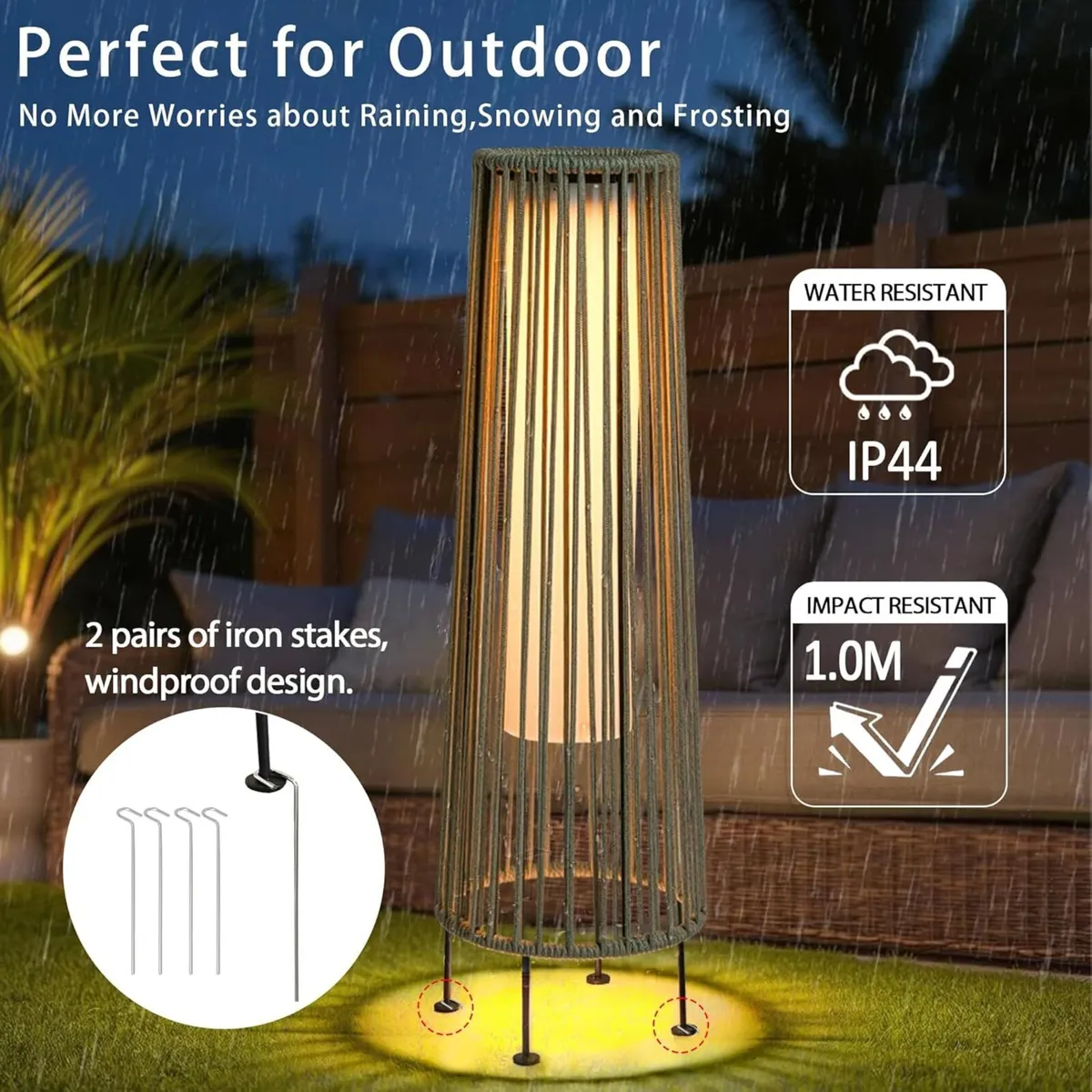 Outdoor Floor Lamp 2 Piece Solar Powered Lantern - Image 2