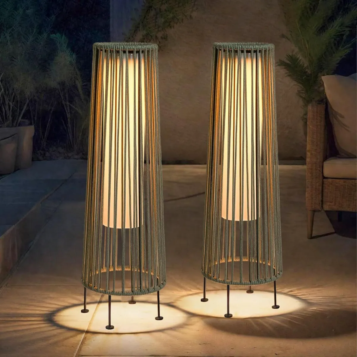 Outdoor Floor Lamp 2 Piece Solar Powered Lantern - Image 1