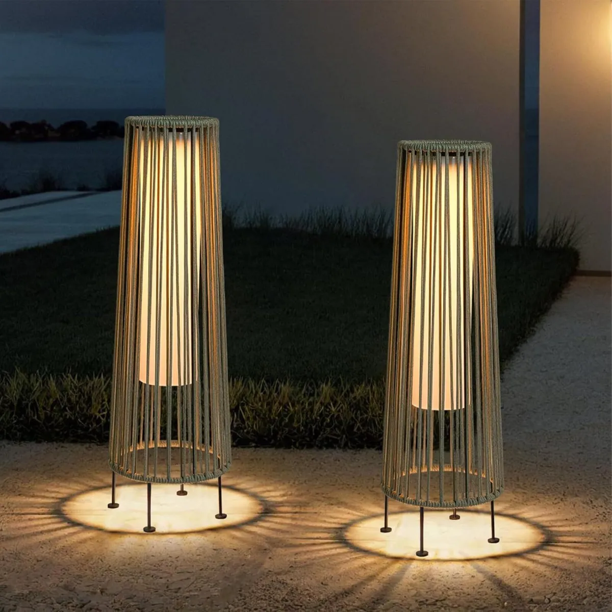 Outdoor Floor Lamp 2 Piece Solar Powered Lantern - Image 4