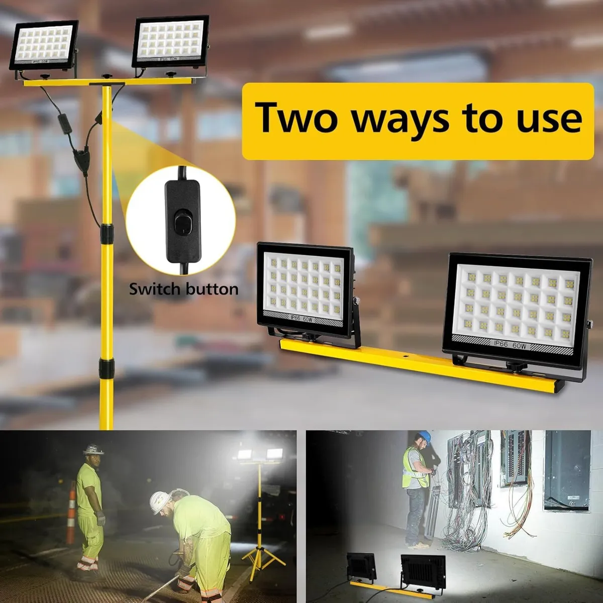 11000Lumen LED Work Light with Stand 2 Adjustable - Image 3