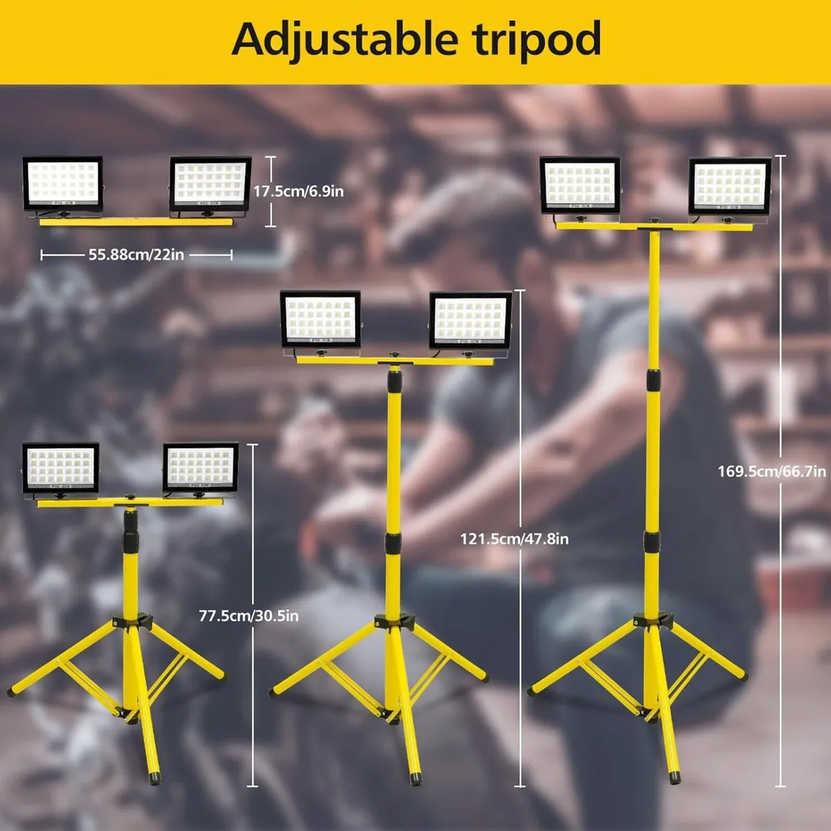 11000Lumen LED Work Light with Stand 2 Adjustable - Image 4