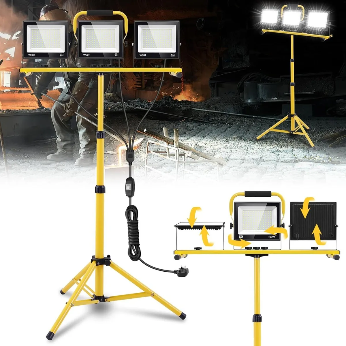 LED Work Light 300W with Tripod Triple Heads - Image 3
