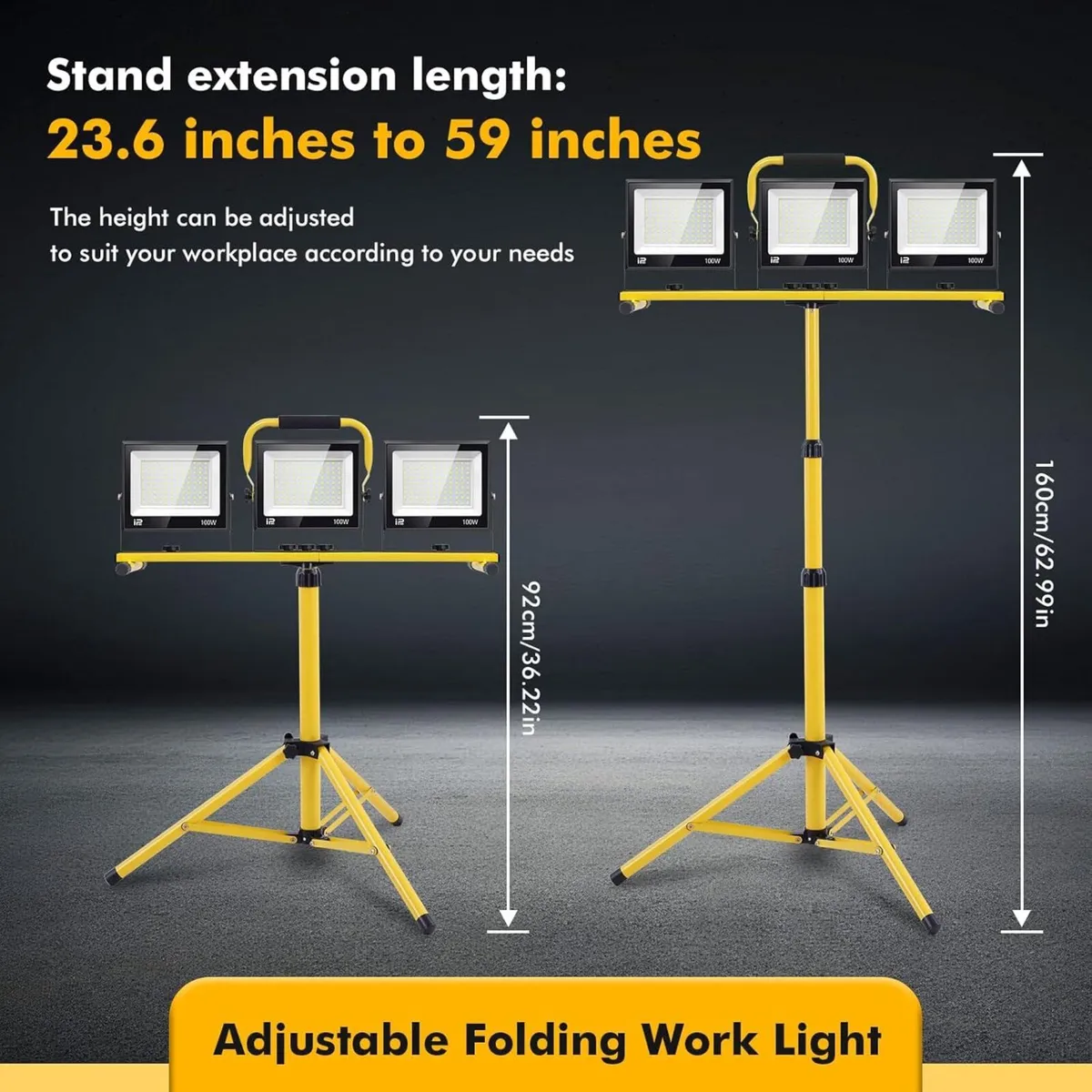 LED Work Light 300W with Tripod Triple Heads - Image 2