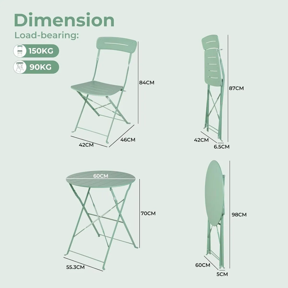 n Garden Furniture Set Outdoor Bistro Table and - Image 3