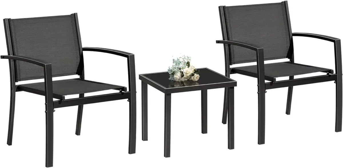 3 Piece Patio Furniture Outdoor Bistro Set - Image 3