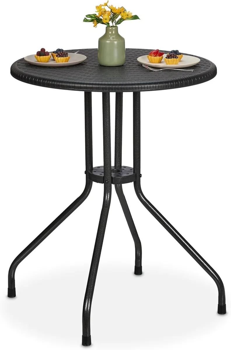 Garden Table HWD: 73 x 60 cm Rattan Look Plastic - Image 1