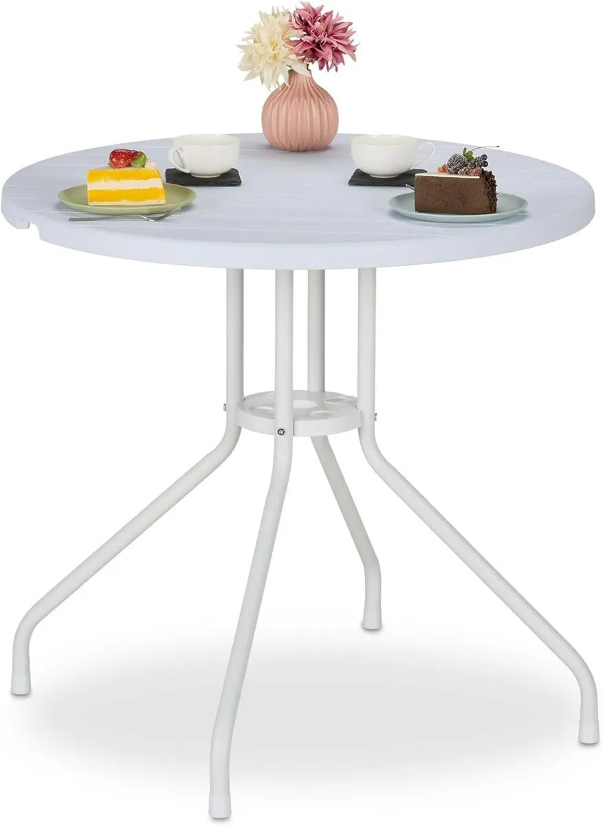 Garden Table HWD: 74 x 80 cm Wood Look Plastic - Image 1