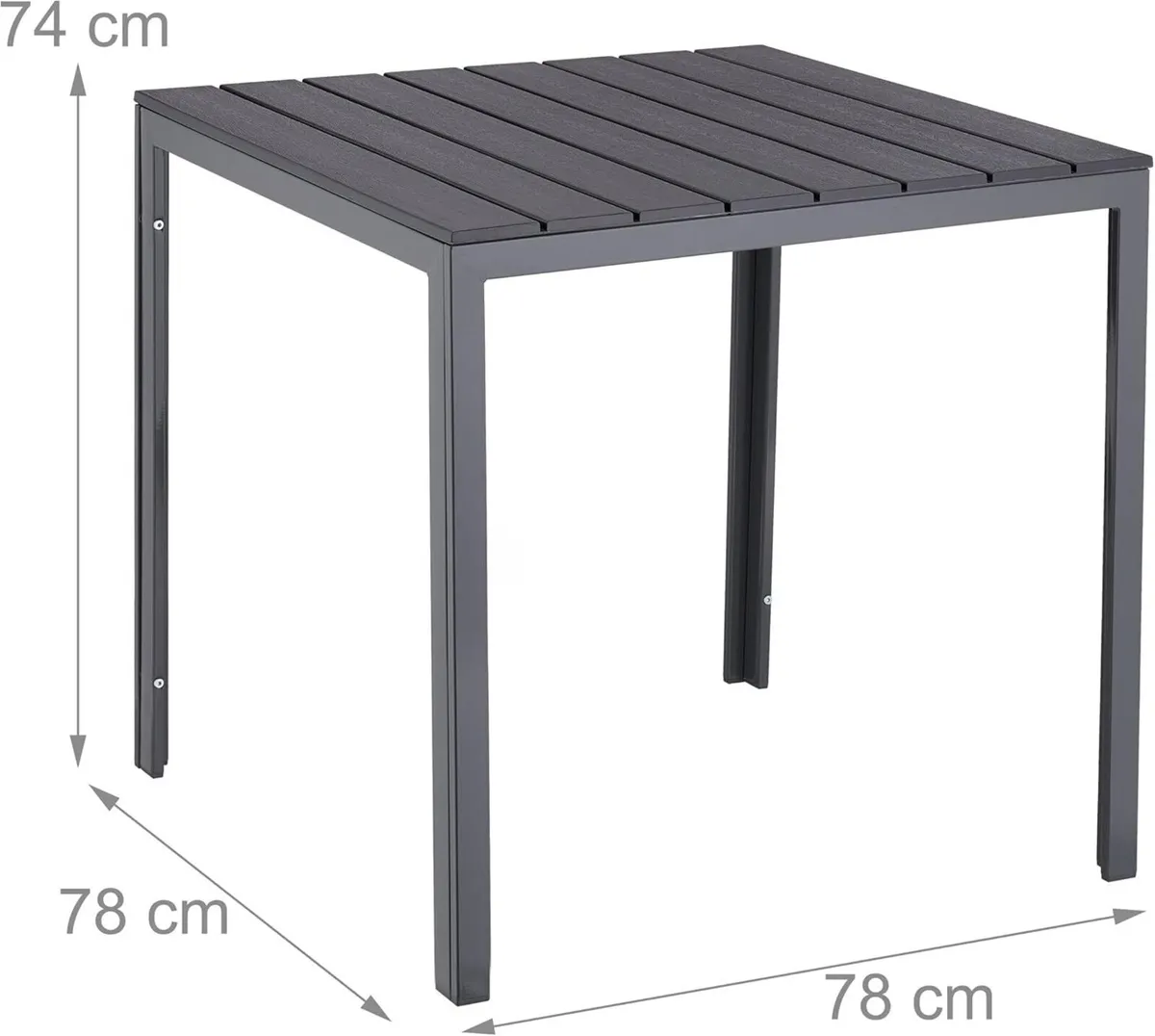 Garden Table HxWxD: 74x78x78 cm Balcony Wood Look - Image 3