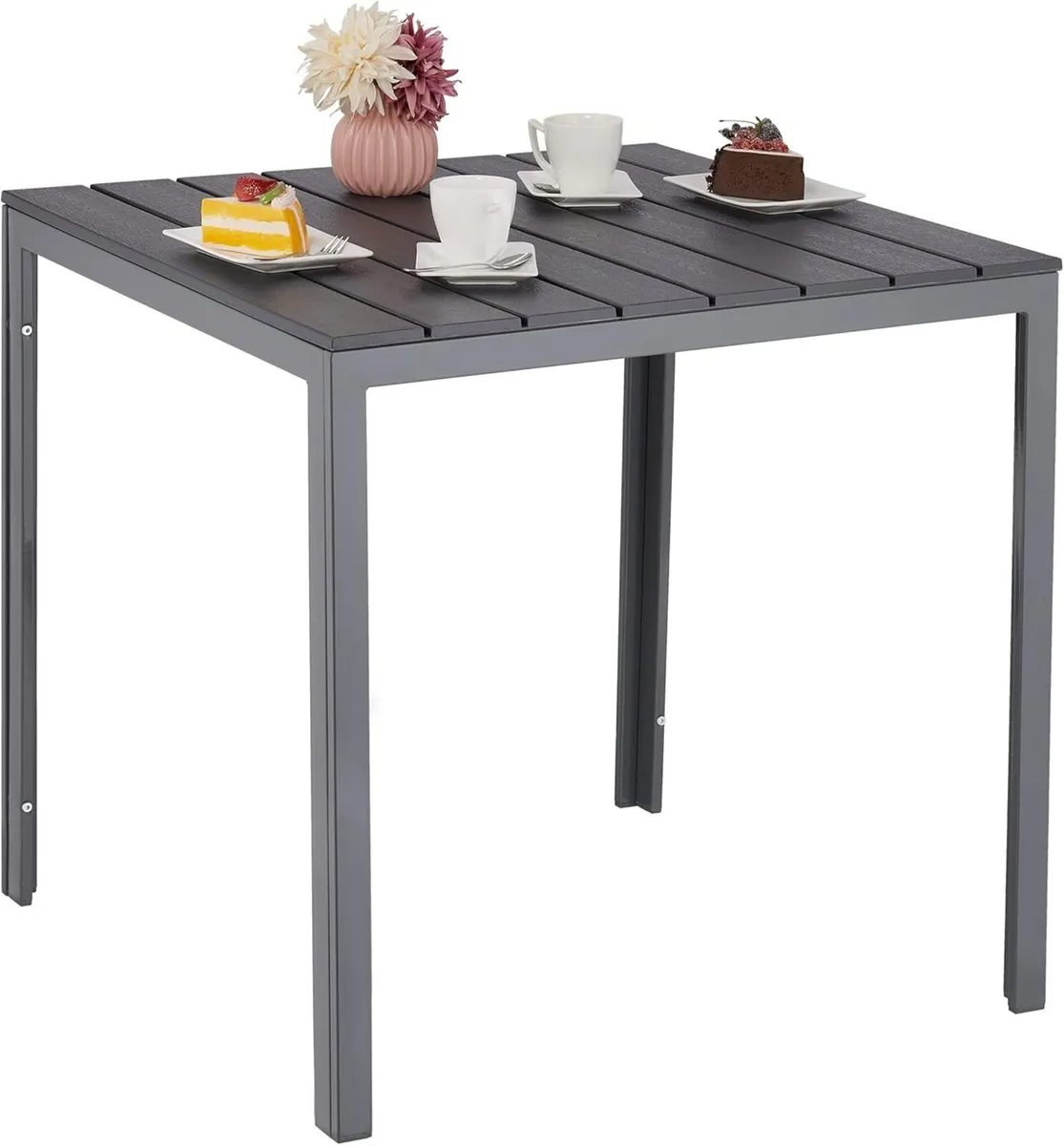 Garden Table HxWxD: 74x78x78 cm Balcony Wood Look - Image 1