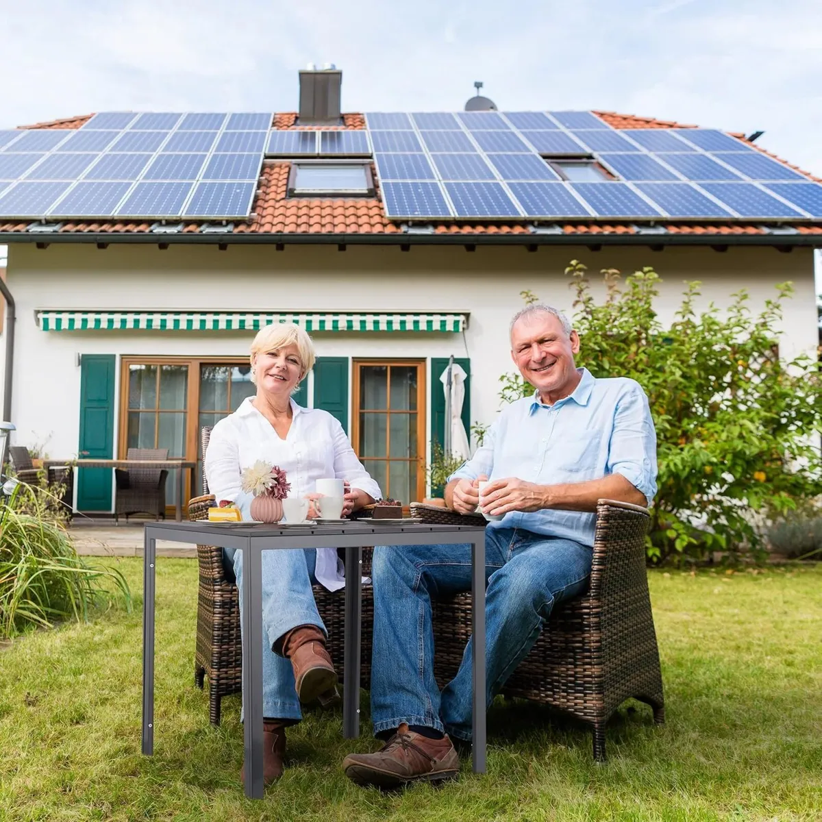 Garden Table HxWxD: 74x78x78 cm Balcony Wood Look - Image 4