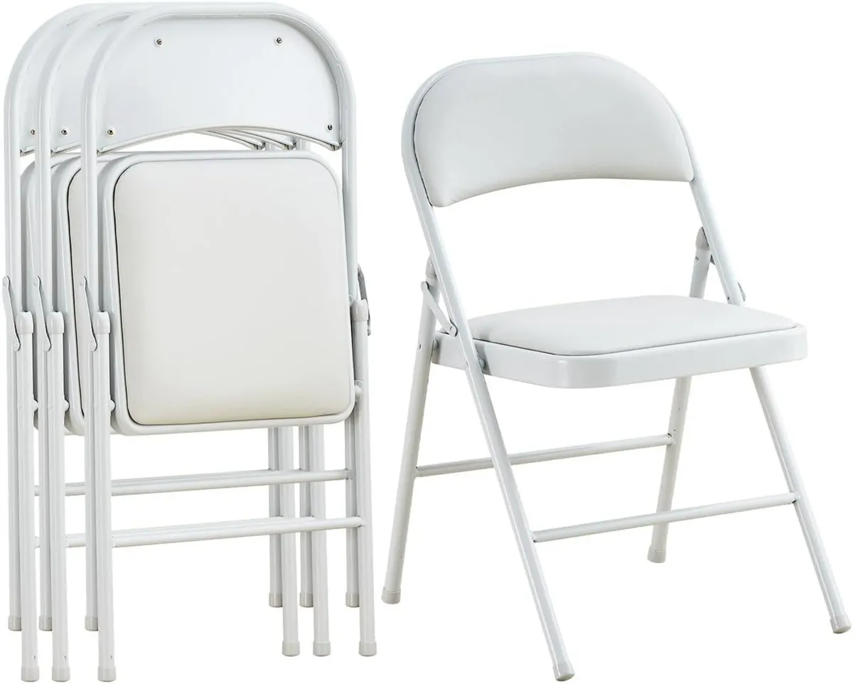 4-Pack Vinyl-Padded Folding Chair Metal Frame - Image 1