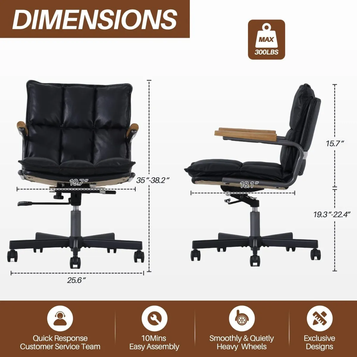 Home Office Chair Ergonomic Mid-Century Modern - Image 2