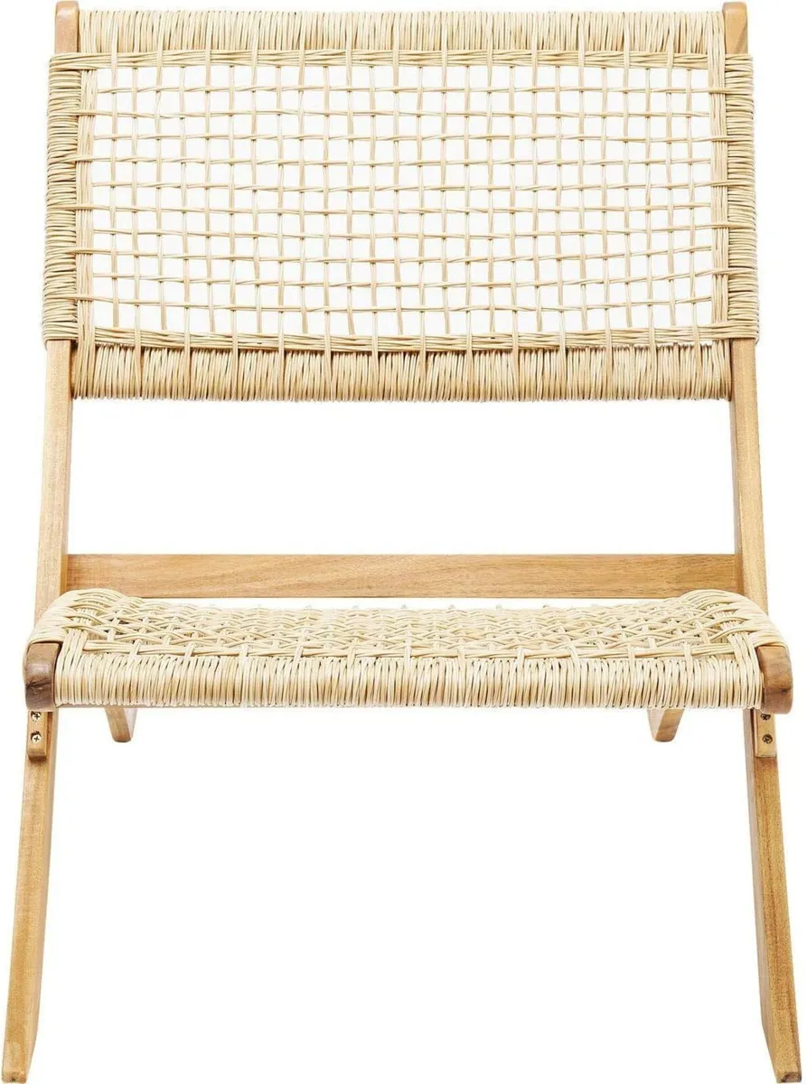 Design Folding Chair Copacabana Beige Solid Wood - Image 1