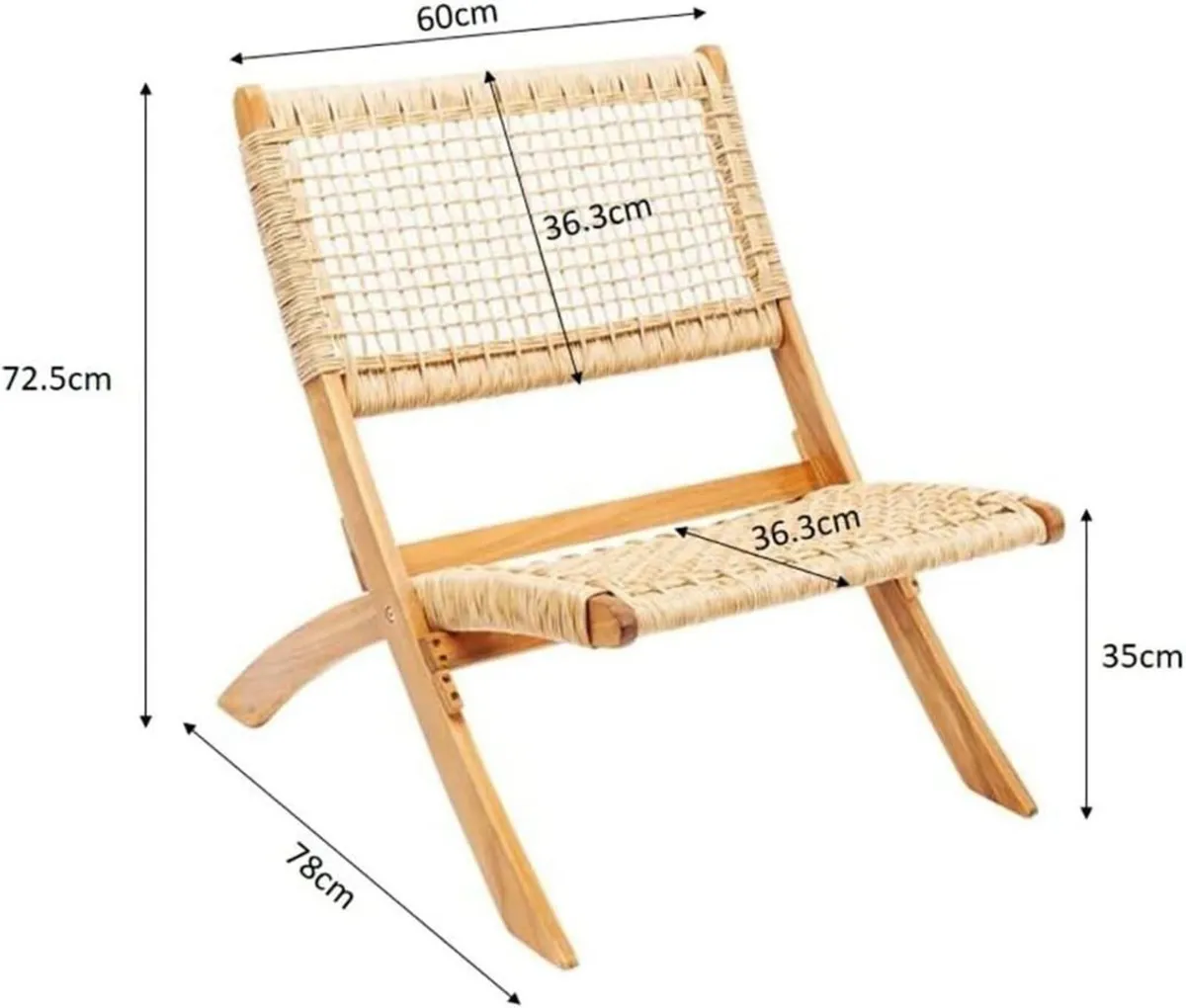 Design Folding Chair Copacabana Beige Solid Wood - Image 3