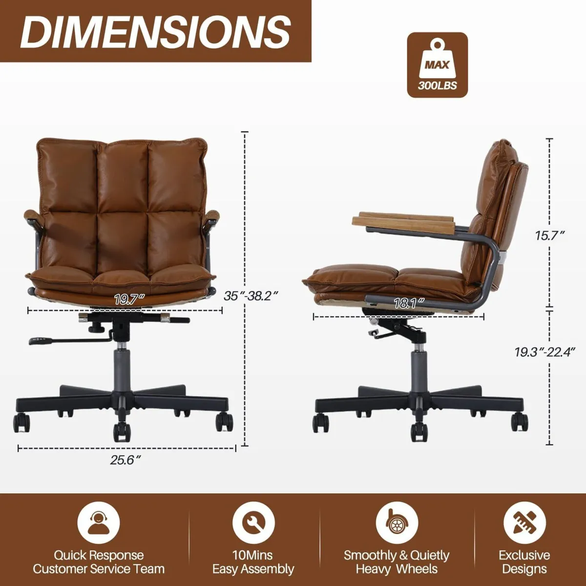Home Office Chair Ergonomic Mid-Century Modern - Image 2