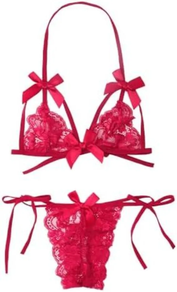 Sexy lace lingerie set – red,black,white - Image 2
