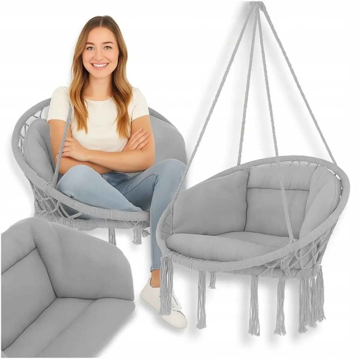 Hanging Swing Chair Stork's Nest for Home Garden - Image 4