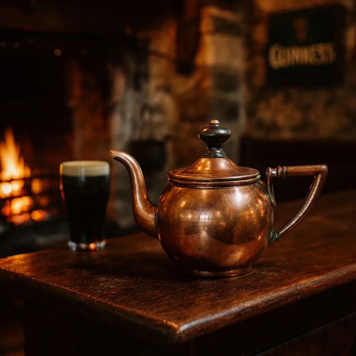 antique vintage brass tea pot cottage pub man cave - Image 1