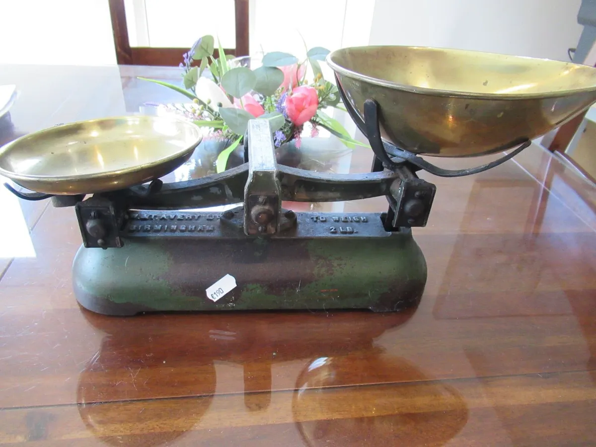 antique vintage weighing scales brass cottage shop - Image 4
