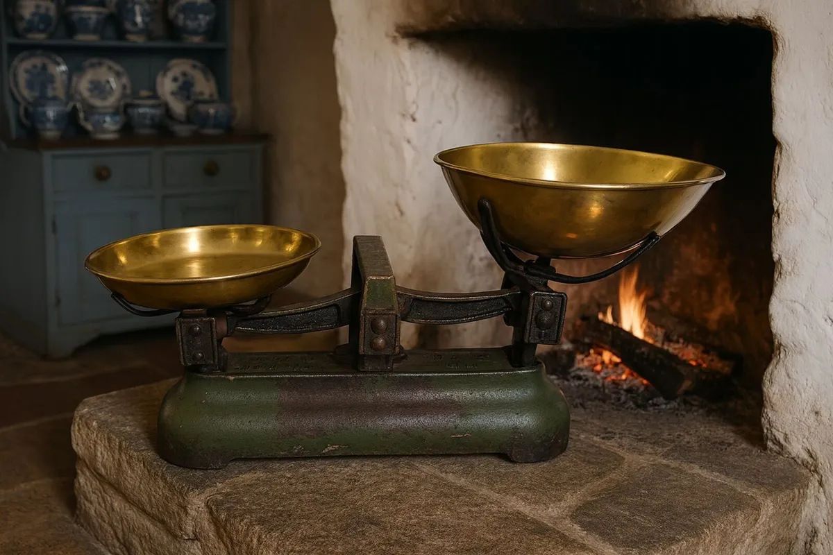 antique vintage weighing scales brass cottage shop - Image 1