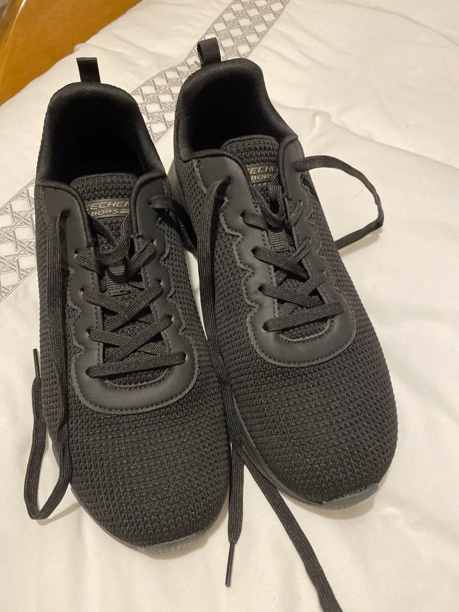 SKECHERS wide fitting black shoe/trainers - Image 1