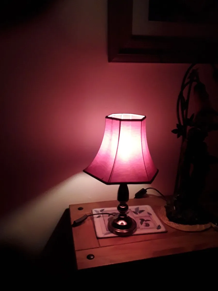 Lovely vintage table lamp red shade - Image 1