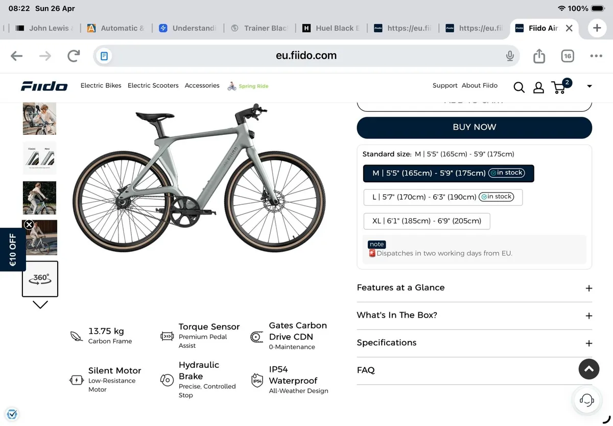 Fiido Air Ultra light Carbon Fibre E-Bike - Image 4